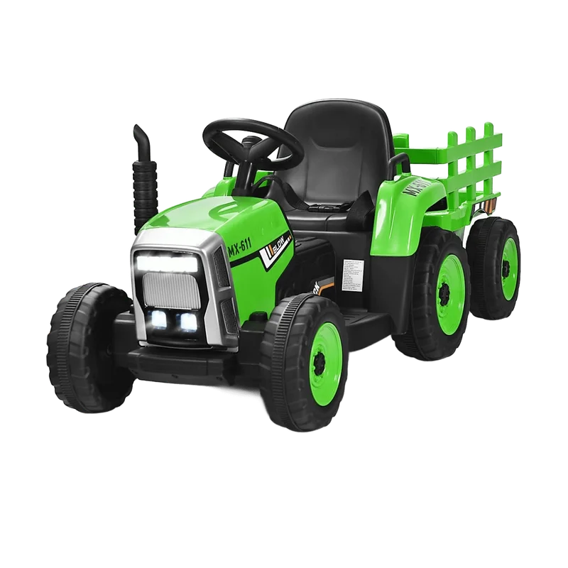 Costway elektrische tractor met aanhanger – 12V groen, 3 versnellingen